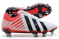 Adipower Kakari Wide Fit SG Rugby Boots White/Black/Red